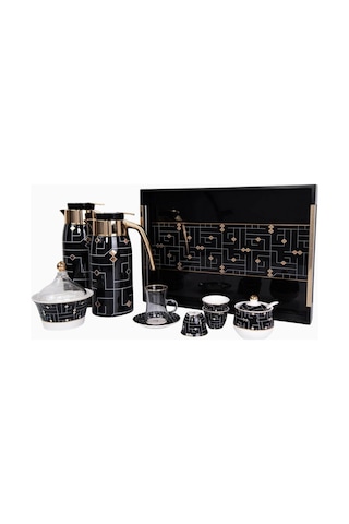 Roomours Koofi Coffee-tea Bundle Set 23 Parça Porselen Kahve Çay Takımı-çift Katmanlı Termos 0 - Siyah