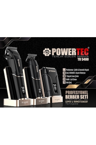 Powertec TR-5400 Saç & Sakal & Ense Profesyonel Tıraş Makinesi Seti