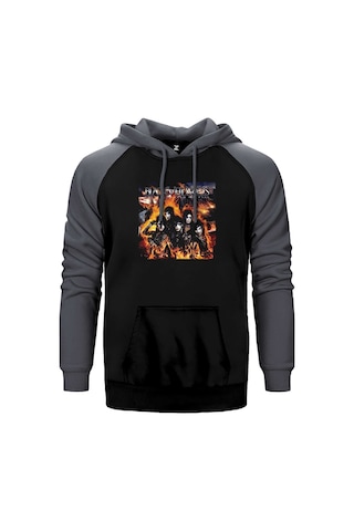 Black Veil Brides Set The World On Fire Gri Renk Reglan Kol Kapşonlu Sweatshirt Gri