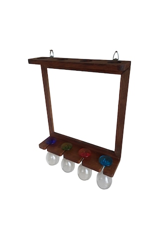 Ahşap Kayın Ağacı Şaraplık Kadehlik Bar Dekoru 44 50 Cm