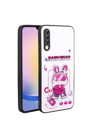 Galaxy A50 Kılıf Parlayan Kabartmalı İkonik Figürlü Zore Amas Silikon Kapak Beyaz
