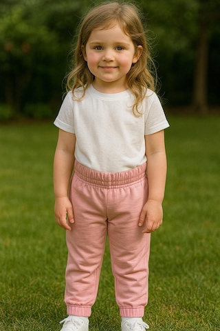 Kız Çocuk %100 Pamuk Beli Ve Paçası Lastikli Eşofman Altı - Pembe 2-3 Yaş 8-9 Yaş Pembe