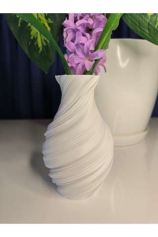 Bohem Tarzda Dekoratif Vazo - 15cm Beyaz