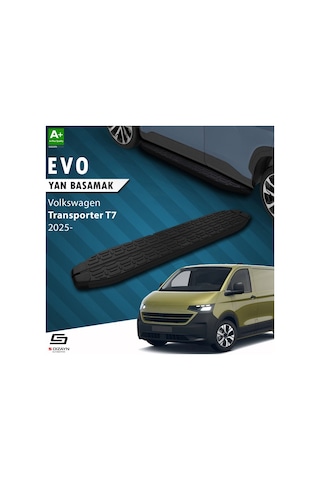 S-dizayn Volkswagen Transporter T7 Kısa Şase Evo Siyah Yan Basamak 223 Cm 2025 Üzeri A+ Kalite