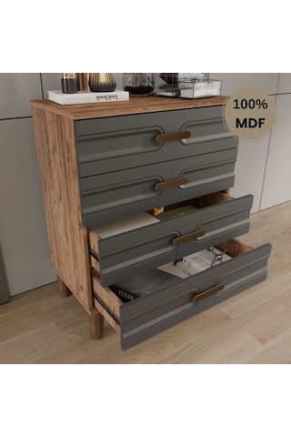 Comiet Zen 4 Çekmeceli Mdf Şifonyer Antrasit