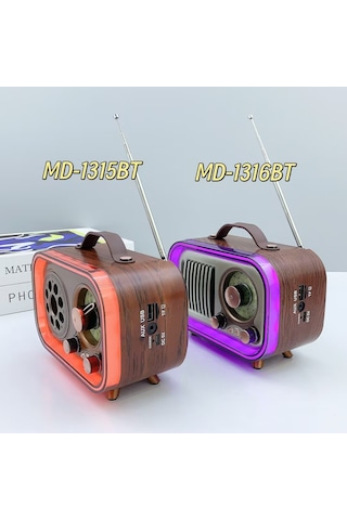 Rgb Kablosuz Şarjlı Nostaljik Radyo Mp3, Sd, Usb Bluetooth Hoparlör 1316