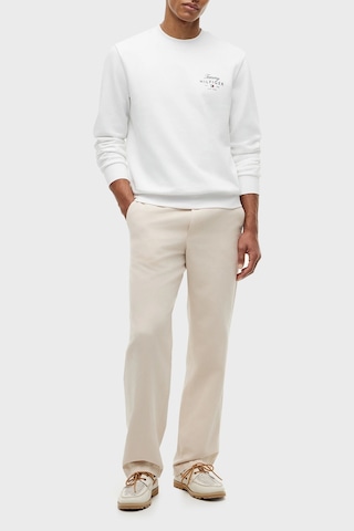 Tommy Hilfiger Logolu Pamuklu Regular Fit Bisiklet Yaka Sweat Erkek Sweat Mw0mw43218 Ybr Beyaz