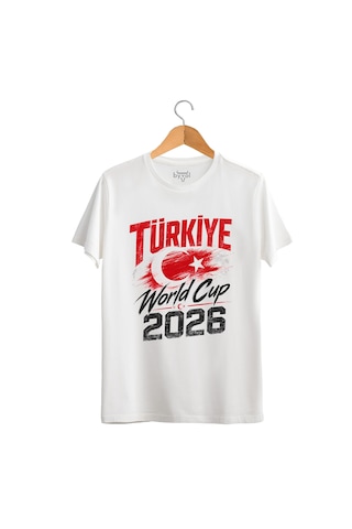 Byvol Türkiye Dünya Kupası 2026 Baskılı Tişört Beyaz