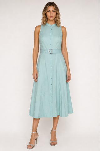 Glenda Mint Breeze Kemerli Midi Elbise