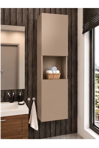 Lisa Banyo Dolabı Duvara Monte Raflı Mdf Krem