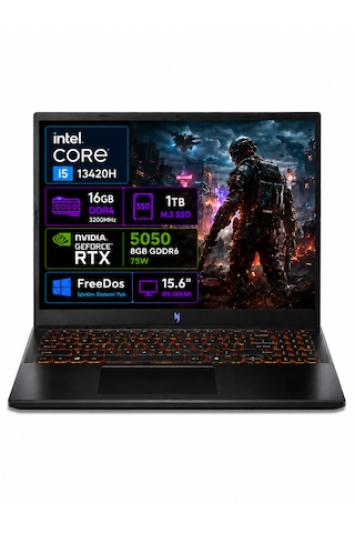 Acer Nitro V 15 ANV15-52 NH.QZ7EY.003-02 i5-13420H 16 GB 1 TB SSD 8 GB RTX5050 15.6" Free Dos Dizüstü Bilgisayar
