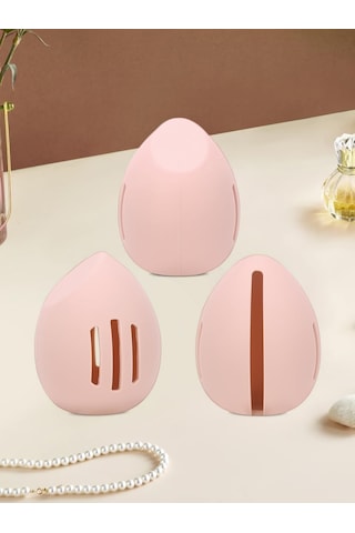 Silikon Makyaj Süngeri Tutucu, Nefes Alabilir Ve Kırılmaz Güzellik Blender Kutusu, Çift Taraflı 3 Çizgili Havalandırmalı Tasarım, Süngerler İçin Taşınabilir Seyahat Saklama Alanı 1 Paket Pembe