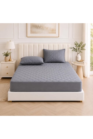 Formeya Yatak Koruyucu Alez Kapitone Gri Renk%100 Pamuk Fitted Alez Çarşaf 90 X 190 Diğer
