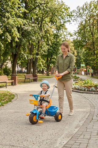 Boni Bike 3 Tekerli Metal Gövdeli Ebeveyn Kontrollü 50kg Taşıma Kapasiteli Sepetli Çocuk Bisikleti Turuncu