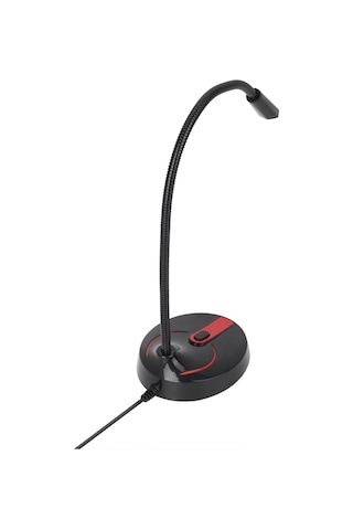 Tenfowee Masaüstü Konferans Mikrofonu, 360 Ses Alımı, -58db Hassasiyet, Tek Tuşlu Kontrol, Esnek Boyun, Taşınabilir Siyah-kırmızı