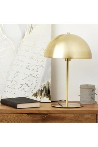 Modern Tasarım Mars Abajur Dekoratif Şık Masa Lambası Eskitme Gold Sarı Metal Gövde Sarı