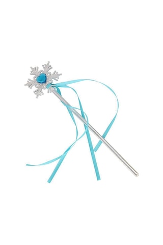 Kar Taneli Mavi Kalp Taşlı Saten Kurdeleli Karlar Ülkesi Elsa Asası Sopası 34 Cm