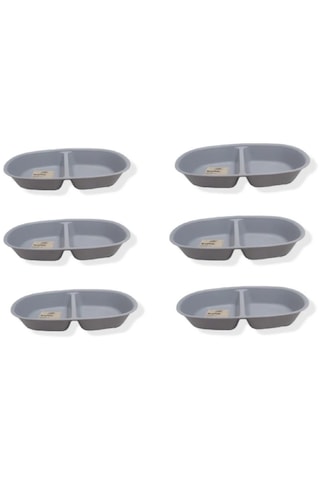 Reis 6 Adet 2 Bölmeli Çerez ve Sos Tabağı