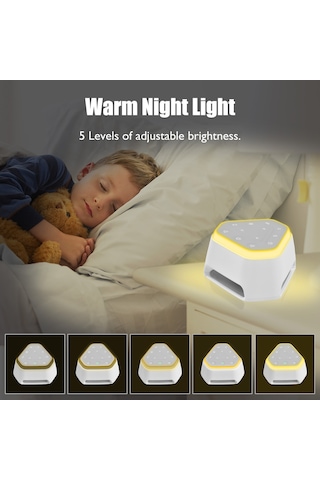 Xindoker Bebek Uyku Yardımcısı Beyaz Gürültü Cihazı - 26 Müzik, Renkli Gece Lambası, Zamanlayıcı Ve Hafıza Özelliği 1000mah Li-pil