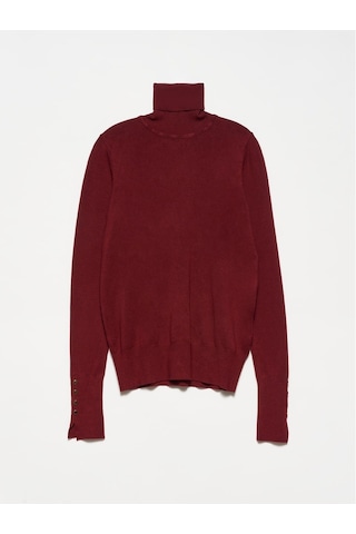 Dilvin Balıkçı Yaka Kolu Droplu Kazak-Bordo - 555888984 Bordo