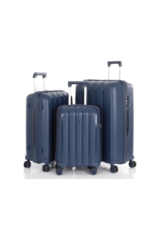 Mçs 3lü Set Kırılmaz Silikon Seyahat Valizi Bavulu V305 Laci Lacivert