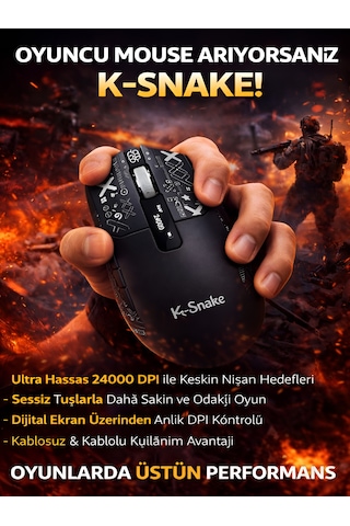 Kablosuz Oyuncu Mouse 24000 Dpı 1000hz Rgb Şarj İstasyonlu Dijital Göstergeli Gaming Mouse Siyah