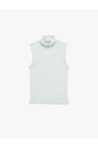 Koton Slim Fit Kolsuz Dik Yaka Viskon Bluz Mavi 6sak70005pk Mavi