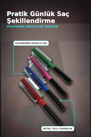 Renkli Plastik Saç Fırçası 23 Cm - Ergonomik Saplı 1 Adet Günlük Kullanım Bx-313447