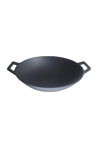 Sac Kavurma Tavası Kaplamasız Gerçek Demir Döküm Derin Wok 34 Cm Çok Renkli