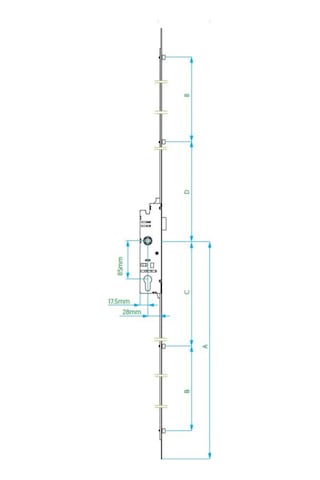 Plastik Gövdeli Pvc Kilitli Kapı I Spanyolet 160 Cm 35/85 Eksen