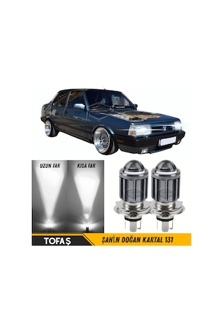 Tofaş Şahin Doğan Kartal 131 Uyumlu Mercekli Far Ampulü Led Xenon Beyaz Renk Far Şimşek Etkili Csp Led Lamba Uzun Kısa 2 Adet Takım