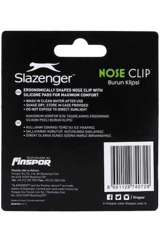 Slazenger Burun Klipsi Nose Clip Ac-5 Clear Şeffaf
