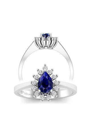 0,50 Karat Pırlantalı Safir Yüzük (464657143)