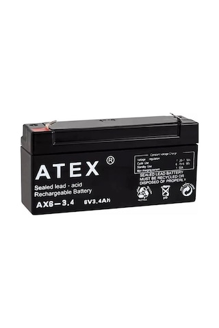 Atex 6 Volt - 3.4 Amper Yatık Akü