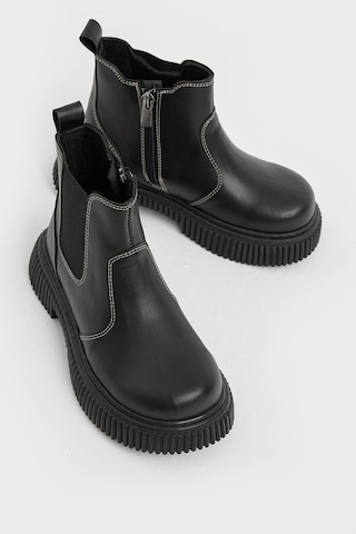 Tonny Black Kalın Tırtıklı Termo Taban Fermuarlı Lastikli Çocuk Unisex Siyah Cilt Chelsea Bot Tbgrf005 Siyah Cilt