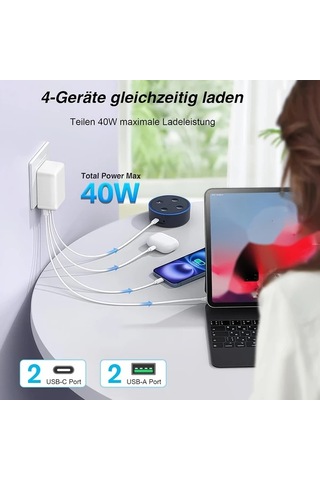 Honeybeeshop Sancomo 2025 Yeni Model 40w 4 Portlu Usb A C Hizli Sarj Adaptoru Hnt Pd3509 Siyah İphone Uyumlu İpad Airpods Icin Ab Fisi Siyah