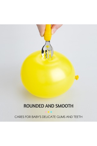 Bebek Kaşık Ve Çatal Seti, Taşıma Çantası İle Kendin Yiyen Aletler, Sevimli Silikon Karikatür Saplı Paslanmaz Çelik Sofra Takımı Pembe