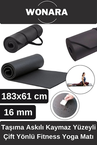 Pratik Taşıma Askılı Kaymaz Yüzeyli Çift Yönlü Fitness Yoga Matı Kamp Çadır Spor Minderi 183x61 Cm Çok Renkli