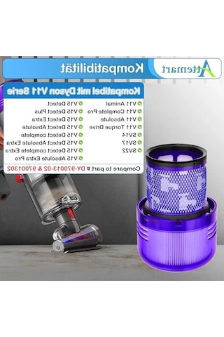 Dyson V15 V11 Sv17 Sv14 Sv22 Elektrikli Süpürge İçin Filtre, Yedek Parça Yedek Filtre V11 Absolute Extra Pro V15 Animal Torque Detect Drive Total Clean Dyson İçin 970013-02 & 97001302 Yerine Geçin 2