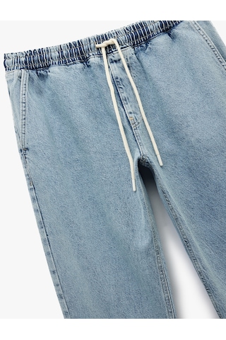 Koton Pamuklu Cep Detaylı Beli Bağcıklı Jean Pantolon Açık İndigo 6wam40041nd Açık İndigo