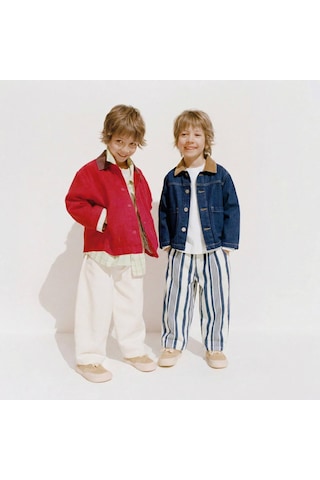 Baby Lory Kids Store Unisex Kadife Yaka Detaylı Ceket Lacivert