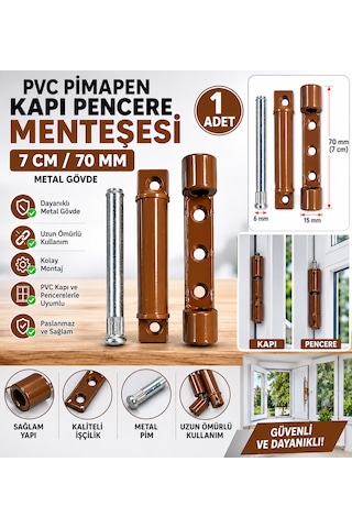Pvc Pimapen Kapı Pencere Menteşesi 7 Cm Metal 70 Mm Kahverengi 1 Adet