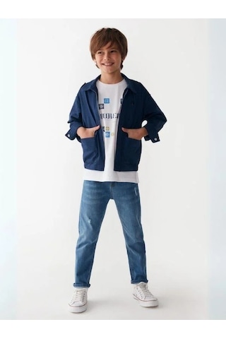 Nk Kids Çocuk Esnek İnce Kumaş Kot Pantolon-15878 Mavi