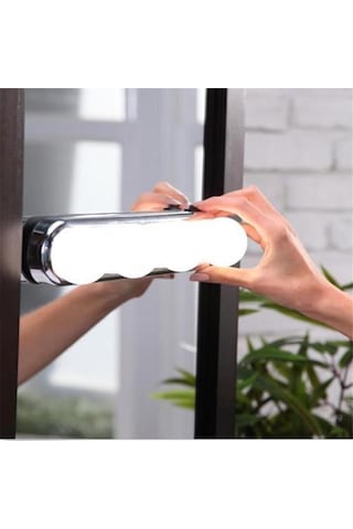 Kablosuz Parlak Banyo Stüdyo Makyaj Aynası Işığı Pilli Vantuzlu Taşınabilir 4 Led Ampul 5492 11