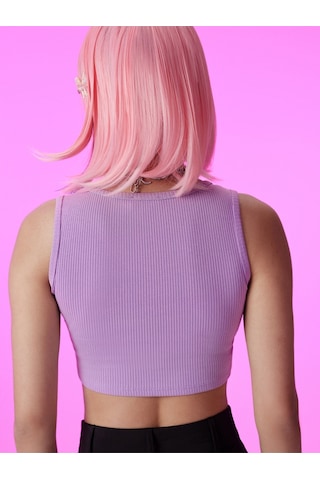 Long Crop Kadın Bluz U.kol Lila