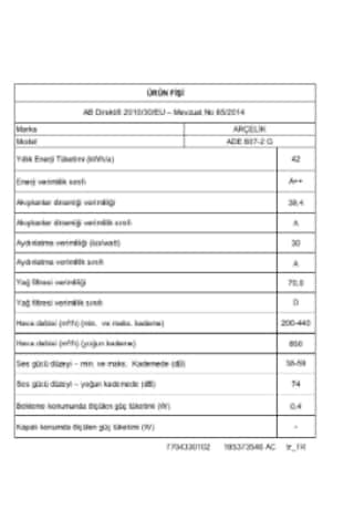 Arçelik ADE 607-2 G Ankastre Duvar Tipi Davlumbaz