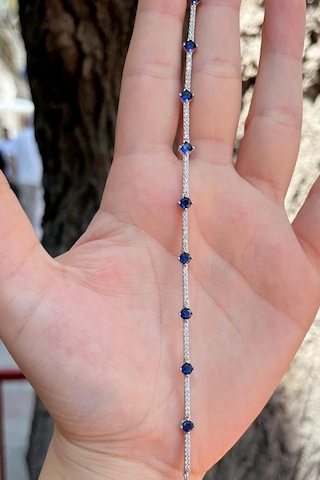Gümüş Lacivert Taşlı Su Yolu Bileklik Diğer