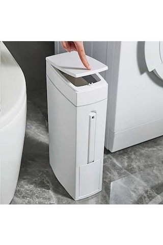 Fastbuy Challenger Beyaz 4.5l Büyük Kapasiteli Çukur Çöp Kutusu, Koku Önleyici, Fırçalı, Sessiz Açma Kapama Beyaz