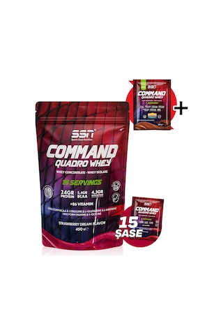 SSN Sports Style Nutrition Command Quadro Whey 30 Gr 15 Şase Doypack 450 Gr (çilek) Protein Tozu