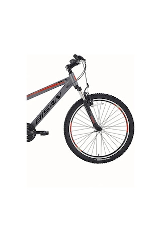 Bisan Cooper - 26 Jant 35 Cm Kadro 21 Vites Dağ Bisikleti - Metalik Gri Siyah Kırmızı Çok Renkli